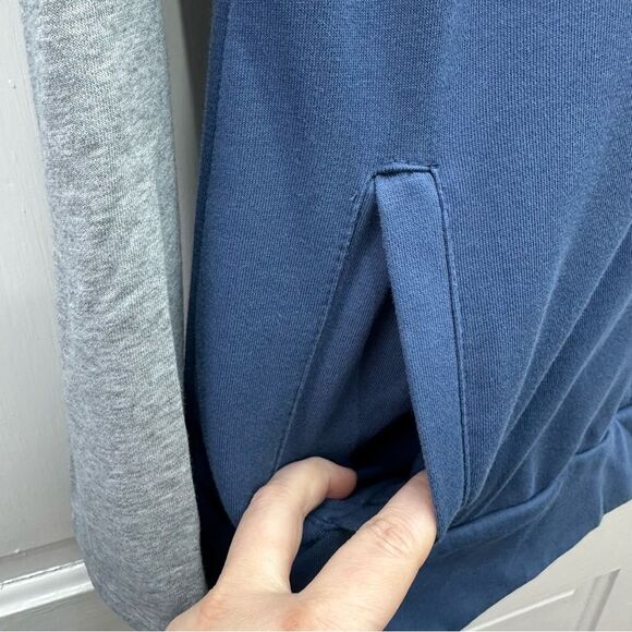 & Ampersand Ave navy grey long sleeve hooded sweatshirt hoodie women's large - Picture 3 of 6